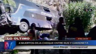 Ayacucho: 4 muertos dejó el choque entre un bus interprovincial y una camioneta [Video]