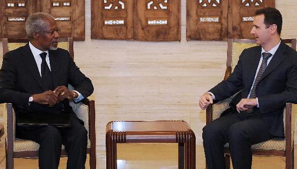 Annan y Assad se reunieron el pasado sábado 10 en Damasco. (AP)