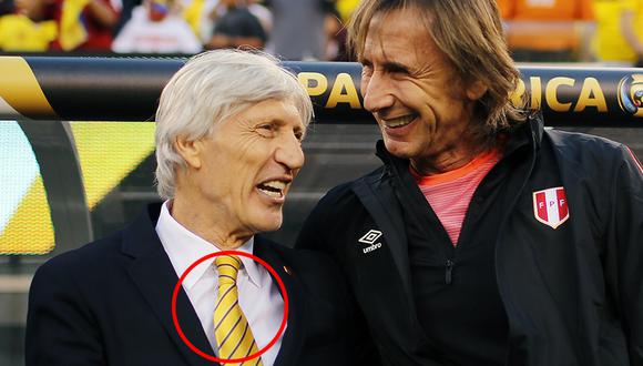 José Pekerman y su corbata amarilla. En Colombia, quieren que WhatsApp lo convierta en 'emoji'. (Foto: AFP)