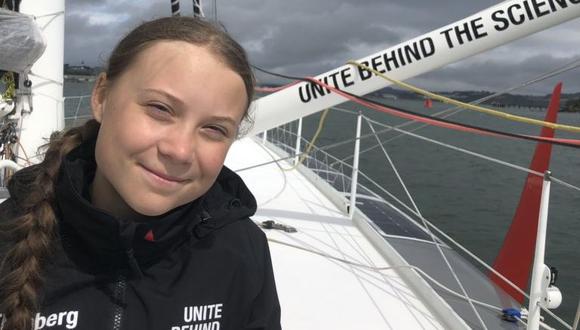 La joven activista viaja en un velero ecológico para llegar a la Cumbre de Acción Climática de Naciones Unidas en Nueva York. (Foto: Twitter @GretaThunberg)