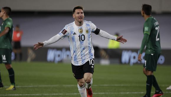 Lionel Messi anotó tres goles en la victoria de Argentina sobre Bolivia, por la fecha 10 de las Eliminatorias. (Foto: AFP).