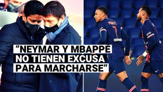 Presidente del PSG asegura que Neymar y Mbappé no tienen excusa para irse del club