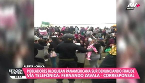 Los vecinos de Chilca protestaron en la Panamericana Sur. (ATV+)