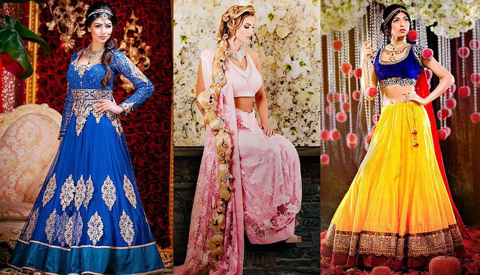 Tres princesas de Disney como novias hindúes. (Bcvendors.com)