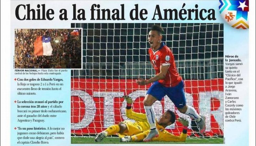 Portada El Mercurio, Chile a la final de América.