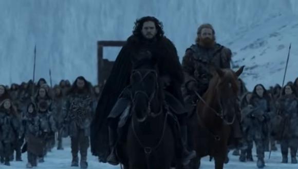 Jon Snow junto a Ghost, Tormund y un grupo de salvajes se van más allá del muro (Foto: HBO)