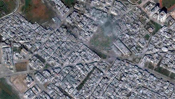 Imagen satelital del barrio sirio de Baba Amr. (Reuters)