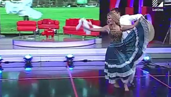 Modelo Brunella Horna bailó marinera en programa de Magaly. (Captura YouTube)