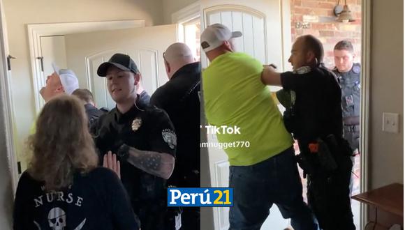 Oficiales detiene a padre con denuncia. (Foto: Composición Perú21 / @iammungget770)