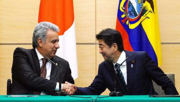 El primer ministro nipón indicó que con estos acuerdos el país asiático "quiere apoyar los esfuerzos del Gobierno de Moreno para implementar reformas". (Foto: EFE)