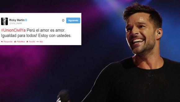 Ricky Martin envió mensaje de apoyo a la Unión Civil en el Perú. (Twitter/AP)