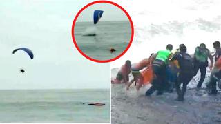 Cuatro personas salvan de morir ahogadas luego caer al mar desde parapentes