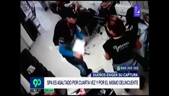 Delincuente entra a robar por cuarta vez a una peluquería. (Foto: Captura de video / 90 Matinal)&nbsp;