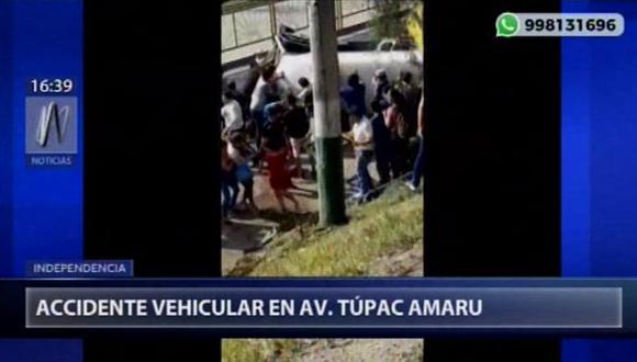 Esta tarde se registró un accidente vehicular en la avenida Túpac Amaru, en el distrito de Independencia. (Video: Canal N)