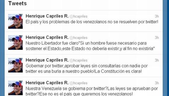 Capriles se pronunció a través de las redes sociales. (Twitter)