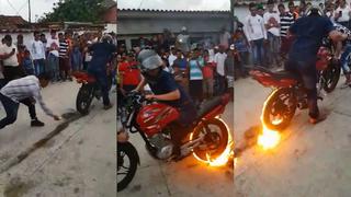 Facebook viral: Discapacitado impacta al público con el show de su motocicleta en llamas | VIDEO