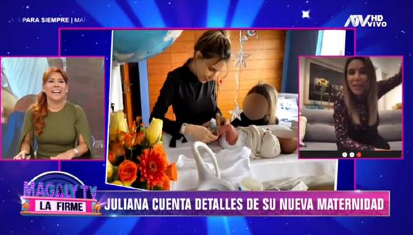 Juliana Oxenford habla sobre la maternidad en entrevista con Magaly Medina. (Foto: Captura Magaly TV: La Firme)