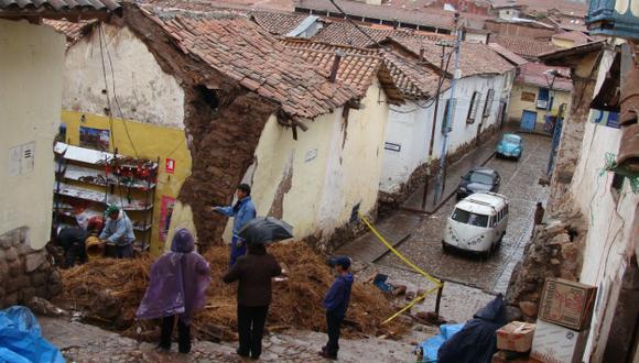 Dos casas cayeron en Junín. (Andina)
