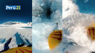 ¡Por un pelo! Esquiador francés se salvó de la muerte tras caer por una enorme grieta de hielo [VIDEO]