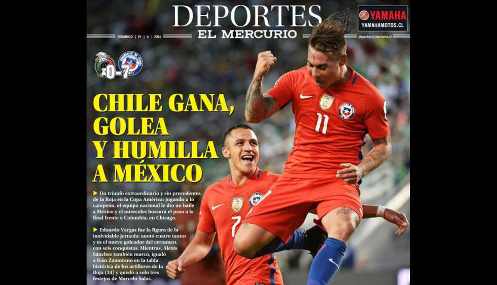 &quot;Chile gana, golea y humilla a México&quot;, señaló el suplemento de Deportes