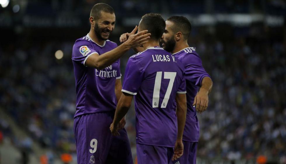 Real Madrid derrotó por 2-0 a Espanyol y es el líder de la Liga española. (AFP)