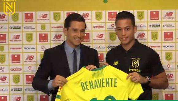 Benavente se sumó a los entrenamientos del Nantes e integraría la nómina de&nbsp;Christian Gourcuff para el próximo duelo del conjunto francés en la Ligue 1. (Foto: Twitter @FCNantes)