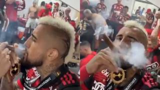 Las celebraciones de Arturo Vidal: el jugador fumó puro tras salir campeón de la Copa Libertadores