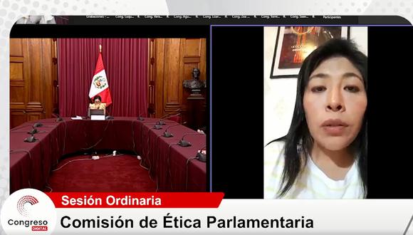 Betssy Chávez se presentó hoy de forma virtual ante la Comisión de Ética. (Captura de video)
