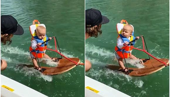 Rich, el bebé de seis meses que se volvió viral por hacer esquí acuático. (Foto: minditaggehumpherys / Instagram)