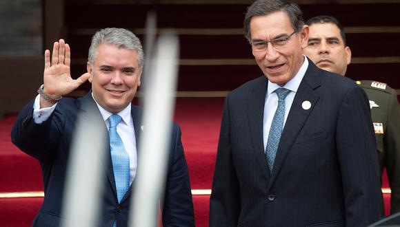 Iván Duque y Martín Vizcarra, presidentes de Colombia y Perú. Ambos participan en un Gabinete Binacional en la ciudad de Pucallpa. (Foto: AFP/archivo)