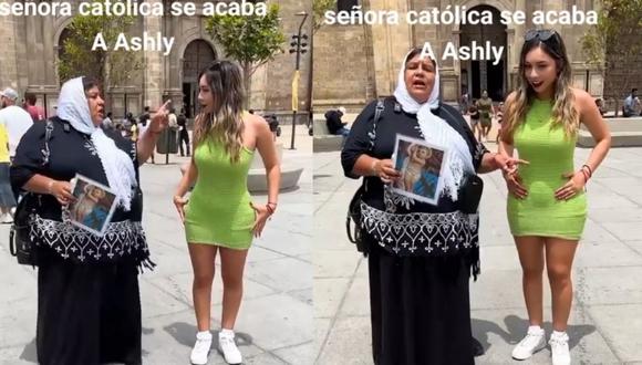 Influencer le pidió opinión sobre su ropa a la 'Señora Católica'. (Foto: TikTok)