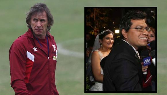 Ricardo Gareca también tocó una novia antes del duelo con Uruguay en Lima por las Eliminatorias. (USI)