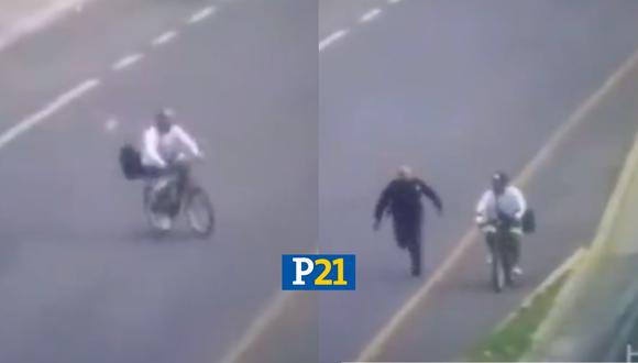 El hombre intentó huir en una bicicleta, pero fue detenido. (Foto: Twitter:@NotiSere)