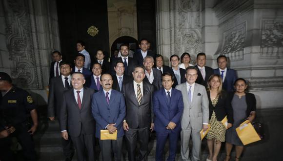 Zeballos se reunió en Palacio de Gobierno con legisladores electos de Acción Popular, Alianza para el Progreso, Somos Perú y Podemos Perú. (Foto: César Zamalloa / GEC)