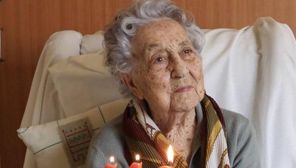 María Branyas en su cumpleaños 113, la misma edad con la que superó el covid-19 en 2020. (@MariaBranyas112)