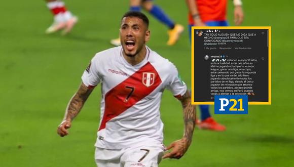 Sergio Peña responde a hincha que cuestionó su rendimiento en la selección peruana. (Foto: Instagram:@sergiop28)