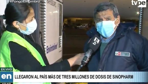 Llega al Perú un nuevo lote de más de tres millones de vacunas Sinopharm contra el COVID-19. (Foto: Captura TV Perú)