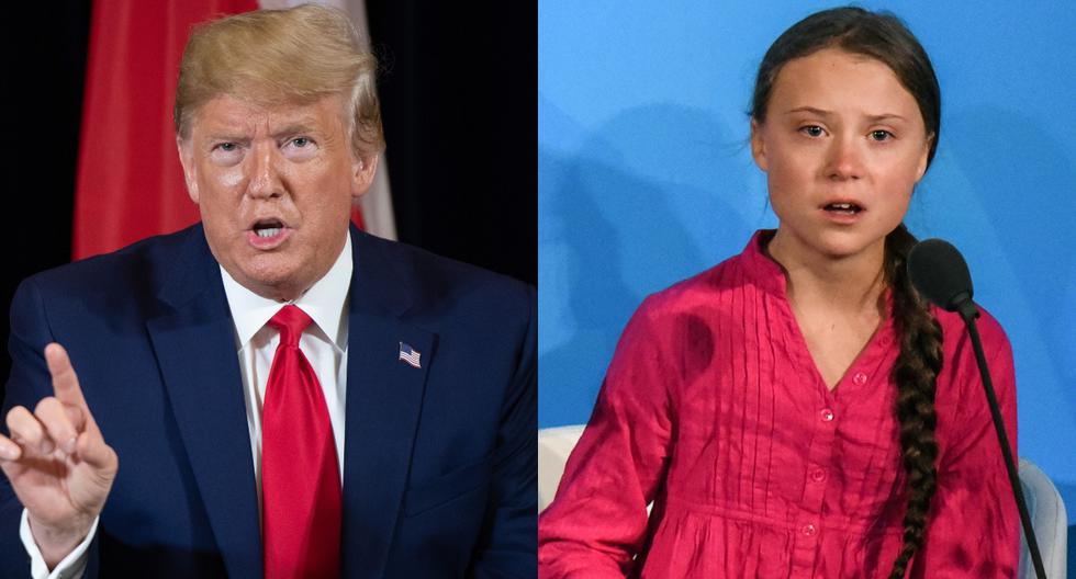 Imagen de la activista sueca Greta Thunberg y el presidente estadounidense Donald Trump. (Foto: AFP)