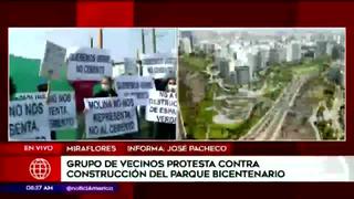 Vecinos protestan contra construcción del Parque Bicentenario en Miraflores