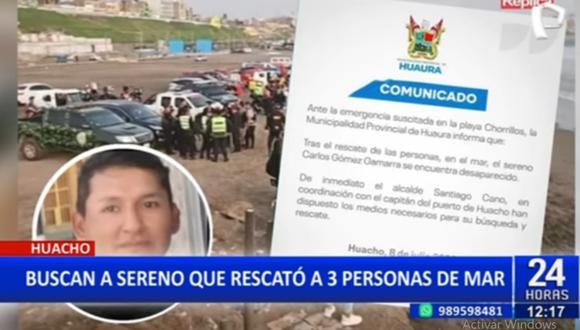 El sereno Carlos Gómez Gamarra desapareció el 08 de julio tras lanzarse a la playa al rescate de tres menores de edad. (Foto: Captura de Video)