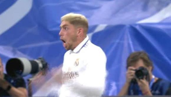 Gol de Federico Valverde para el 1-0 de Real Madrid vs. Leipzig. (Captura: ESPN)