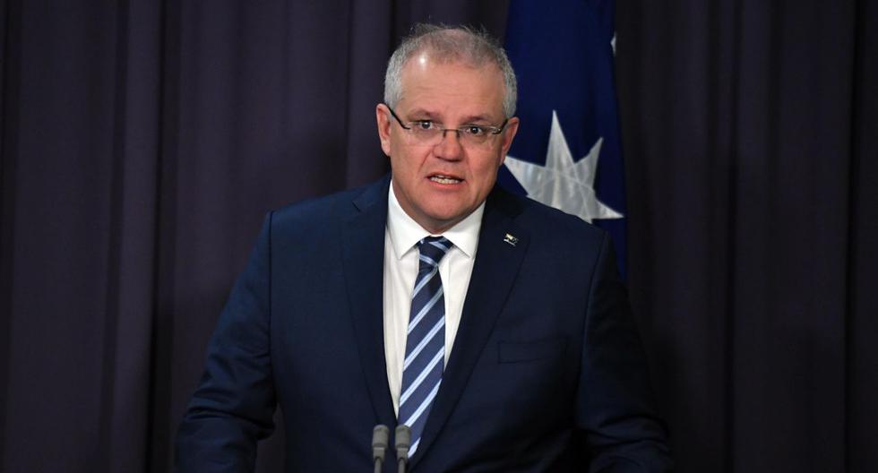 El primer ministro australiano, Scott Morrison, habla durante una conferencia de prensa en la Casa del Parlamento en Canberra, Australia, el 19 de junio de 2020. Morrison reveló un ciberataque "basado en el estado" dirigido al gobierno y las empresas australianas. (EFE/MICK TSIKAS).