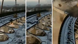 Rusia: el impactante momento en que fallece un operario en derrumbe controlado de estadio | VIDEO