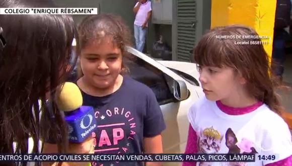 Niñas de colegio Rébsamen experimentaron potente terremoto en México. (Captura Televisa)