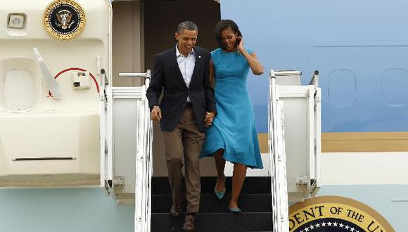 Obama y su esposa Michelle arribaron hoy a Ohio. (Reuters)