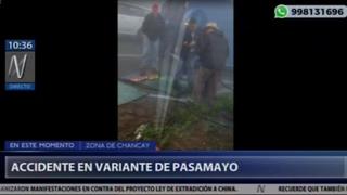 Se registra volcadura de bus interprovincial en la variante de Pasamayo [VIDEO]