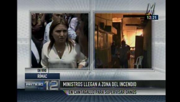 Cuatro ministros llegaron a Cantagallo para ofrecer ayuda a damnificados por incendio. (Captura de video)