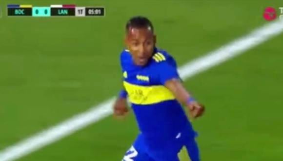 Sebastián Villa puso el 1-0 de Boca vs. Lanús. (Video: captura de pantalla - TNT Sports)