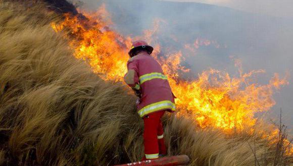 El incendio forestal se reportó desde el pasado lunes en el distrito de Challabamba. (Foto: Referencial/COEN)