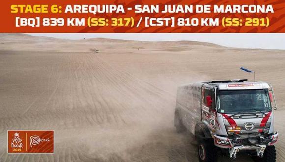 La sexta etapa del rally Dakar se correrá este domingo. (Foto. Dakar 2019)